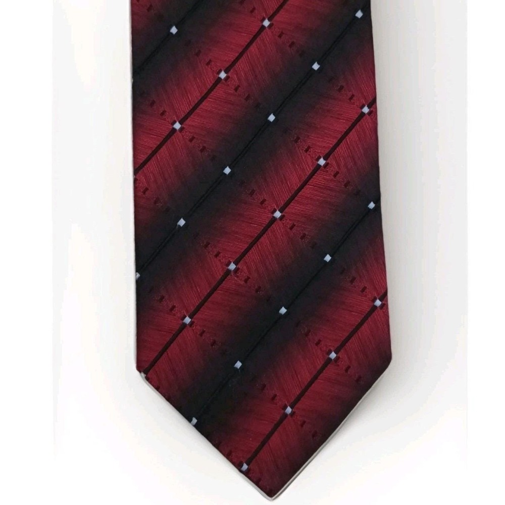 Roberto Villini Men's Handmade 100% Silk XL‎ Big & Tall Red Black Necktie 65"x4"
